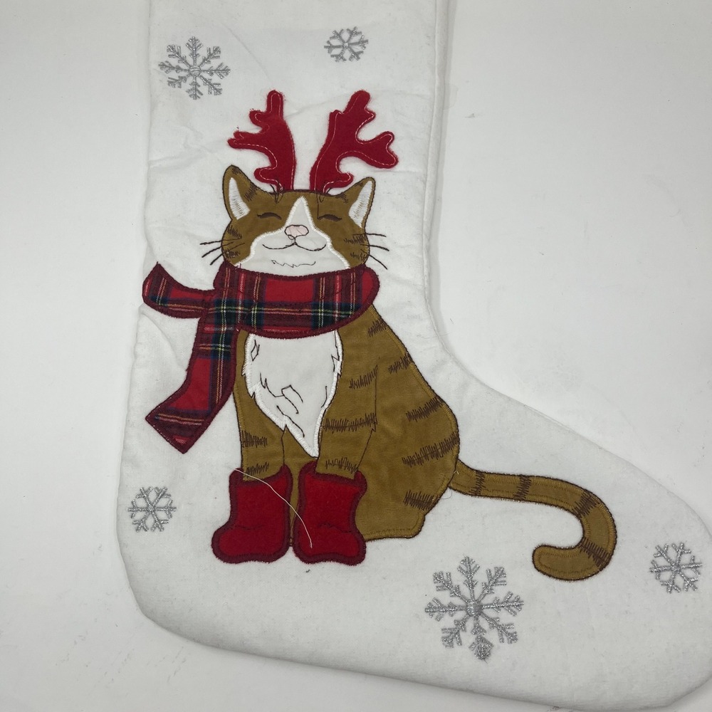 Balsam & Fir Trading Co. Cat Reindeer Christmas Holiday Stocking Decoration